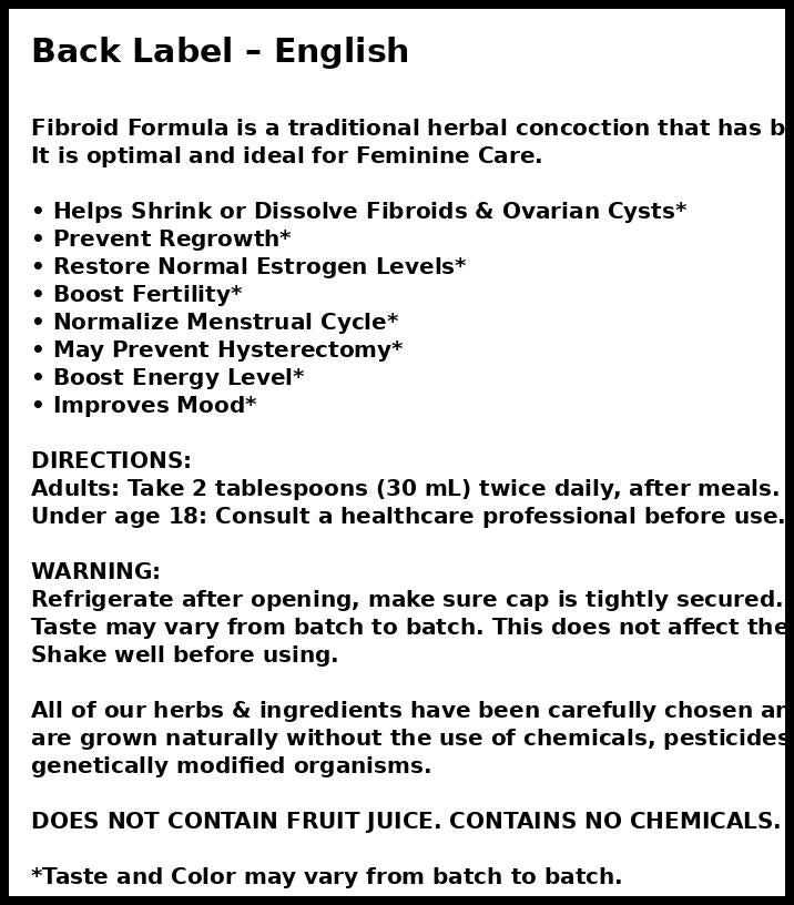 Fibroid Formula – Herbal Support for Fibroids, Ovarian Cysts & Hormonal Balance – 16 oz