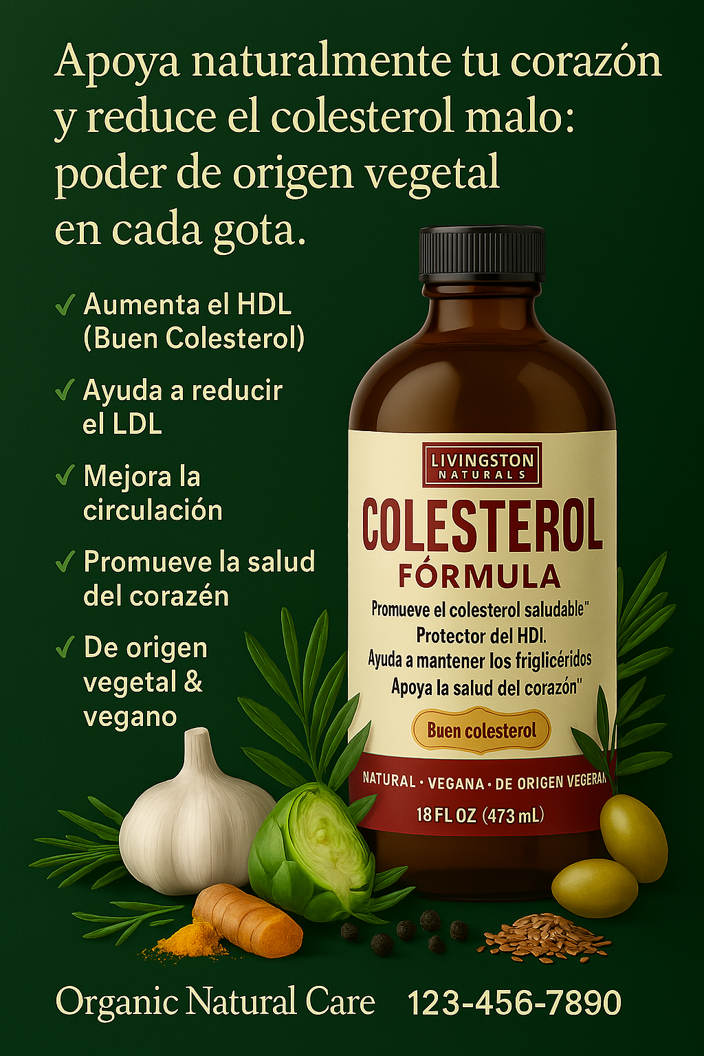 Cholesterol Formula – Natural Support for Healthy Heart & Good Cholesterol (16 oz)